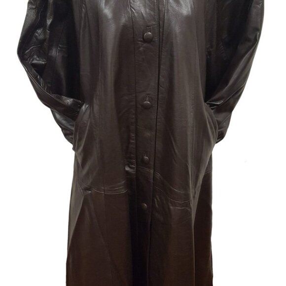 Women’s Full Length Soft Leather Swing Coat Plus Size 4 Color's Available - Picture 4 of 10